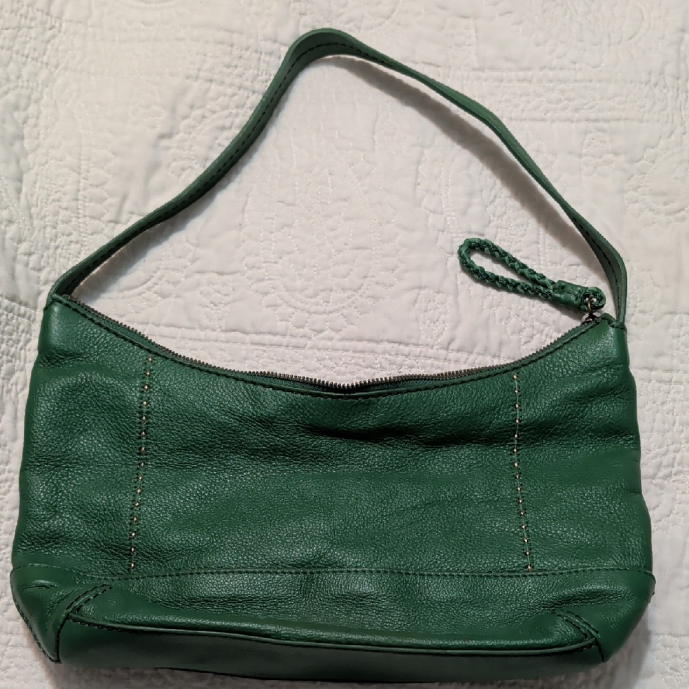 The Sak Green Leather Shoulder Bag Satchel EUC Y2K